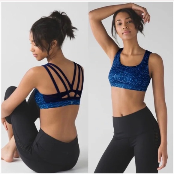 Lululemon Energy Sports Bra (Exhale) Samba Snake Kayak Blue/ Hero Blue Size 2 - Picture 6 of 10